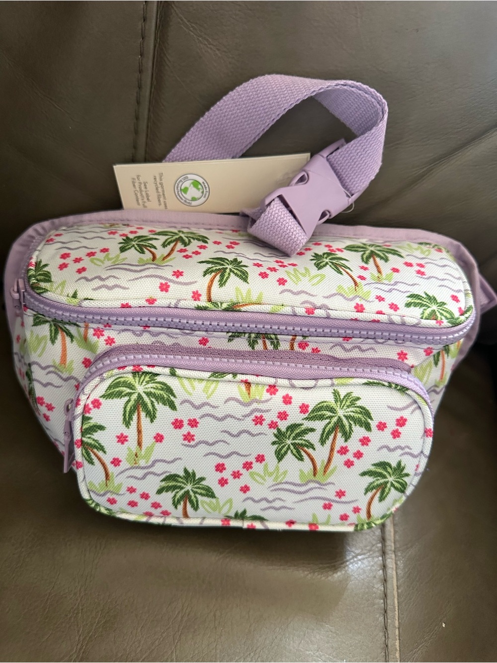 Insulated Fanny Pack White Palm Print Crossbody Bag NWT